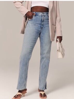 Abercrombie & Fitch 90s Straight Split Hem Jeans Curve Love Size 25 Short